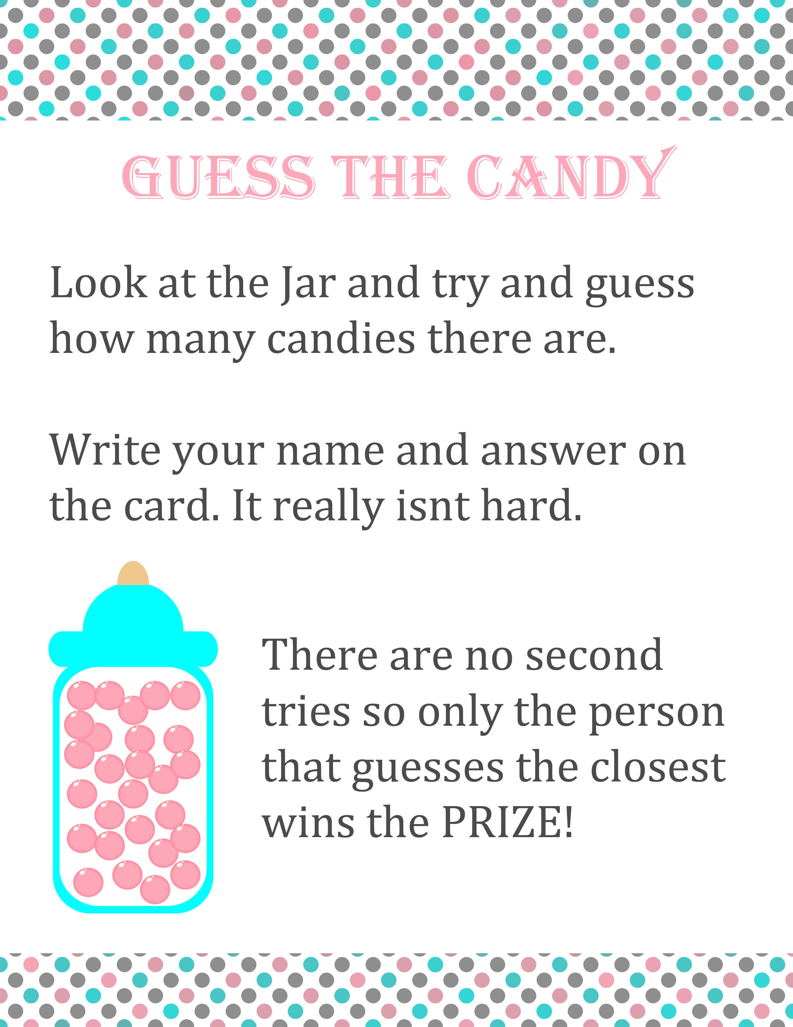 How Many Candies In A Jar Template / guesshowmanycandiesjarsign