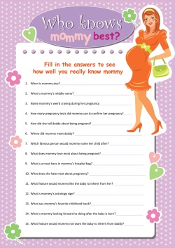 Cost-free Child Shower Online games Mommy Trivia - who is aware of mommy suitable picture regarding Who Knows Mommy Best Free Printable known as Totally free Little one Shower Online games Mommy Trivia - who appreciates mommy easiest