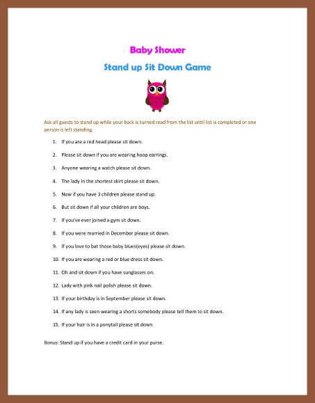 Free Printable Baby Shower Games