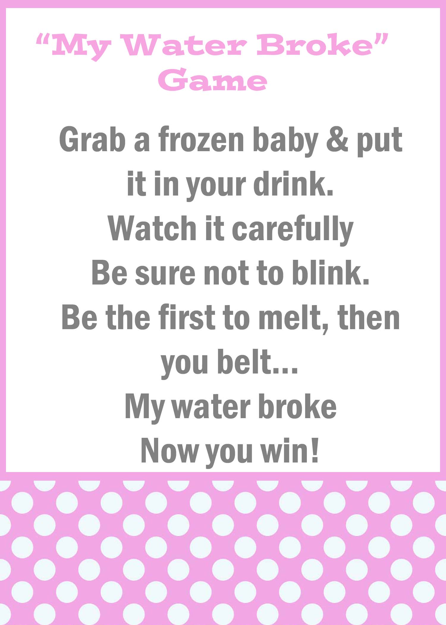 My Water Broke Baby Shower Game