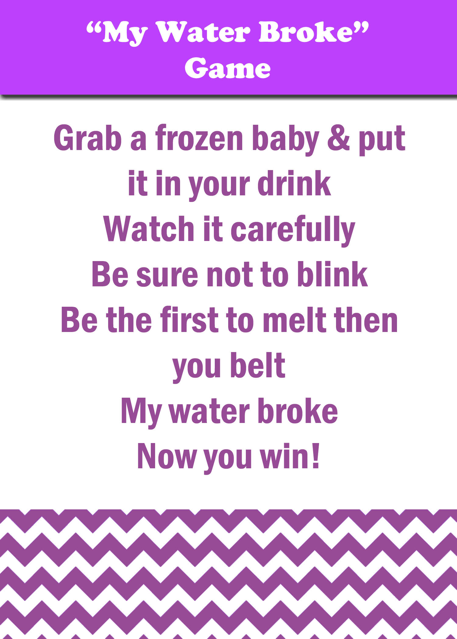 My Waters Broke Baby Shower Game - Rainbow Printable Baby Games