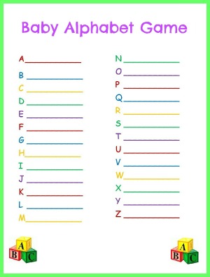 baby shower alphabet game