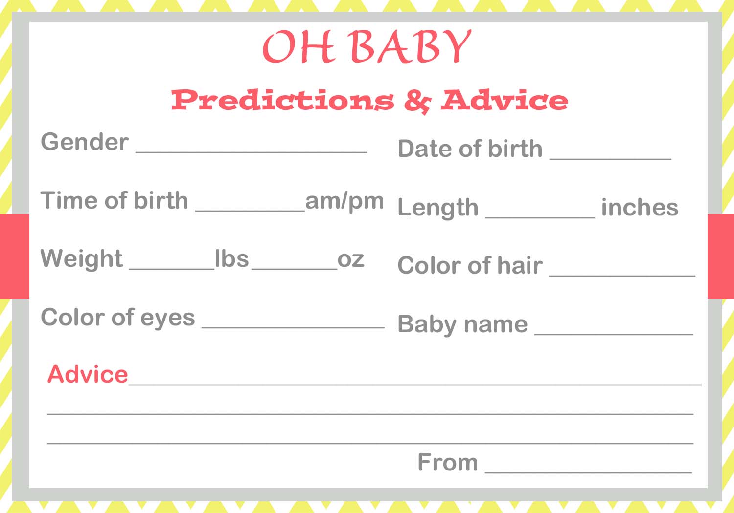 baby shower prediction cards