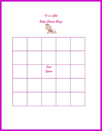 girl baby shower bingo game