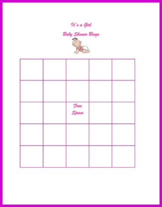 girl baby shower bingo game