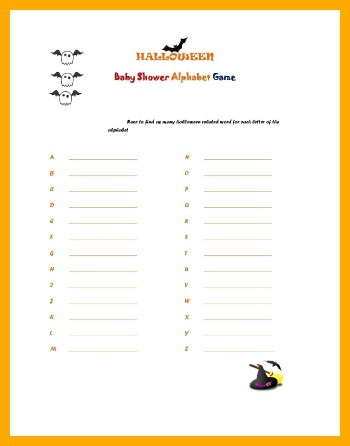 free printable halloween baby shower game