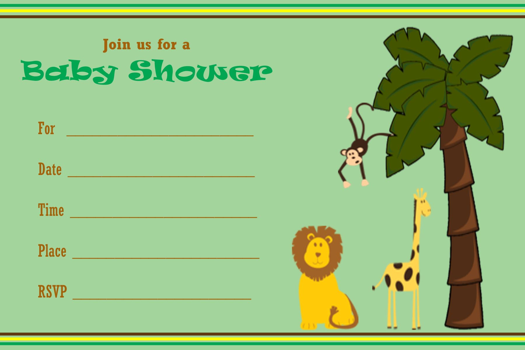 jungle baby shower invitation